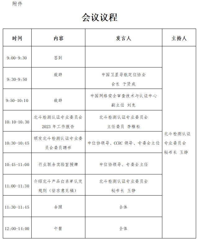 中国卫星导航定位协会北斗检测认证专业委员会拟定于2023年3月22日召开第一次工作会议